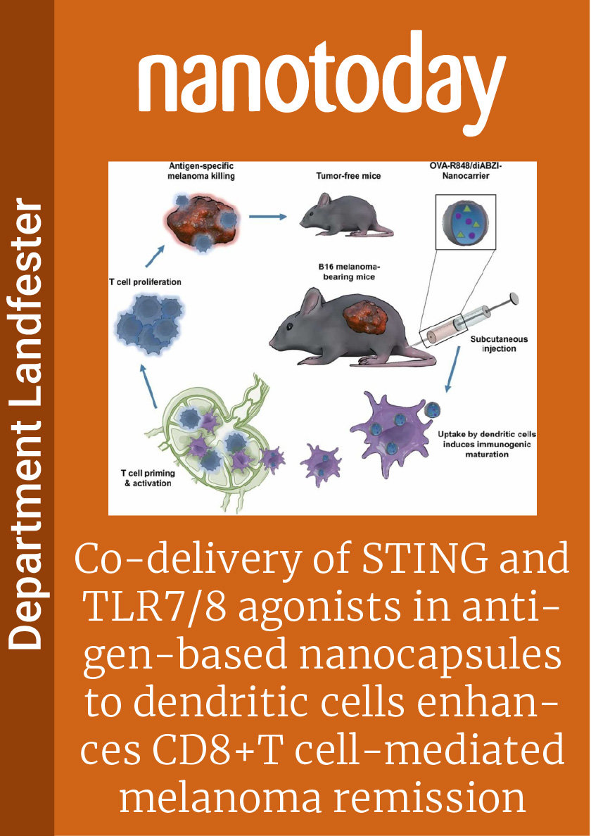 Co-delivery of STING and TLR7/8 agonists in antigen-based nanocapsules to dendritic cells enhances CD8+T cell-mediated melanoma remission